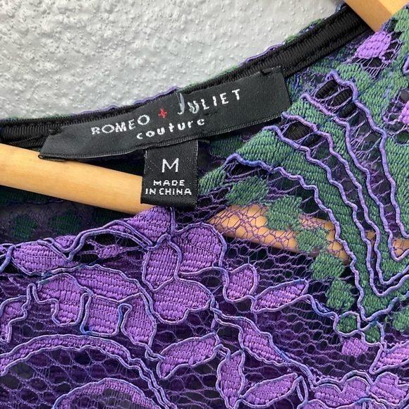 Romeo & Juliet Couture Purple Green Lace Cocktail Dress size Medium D - Picture 5 of 12